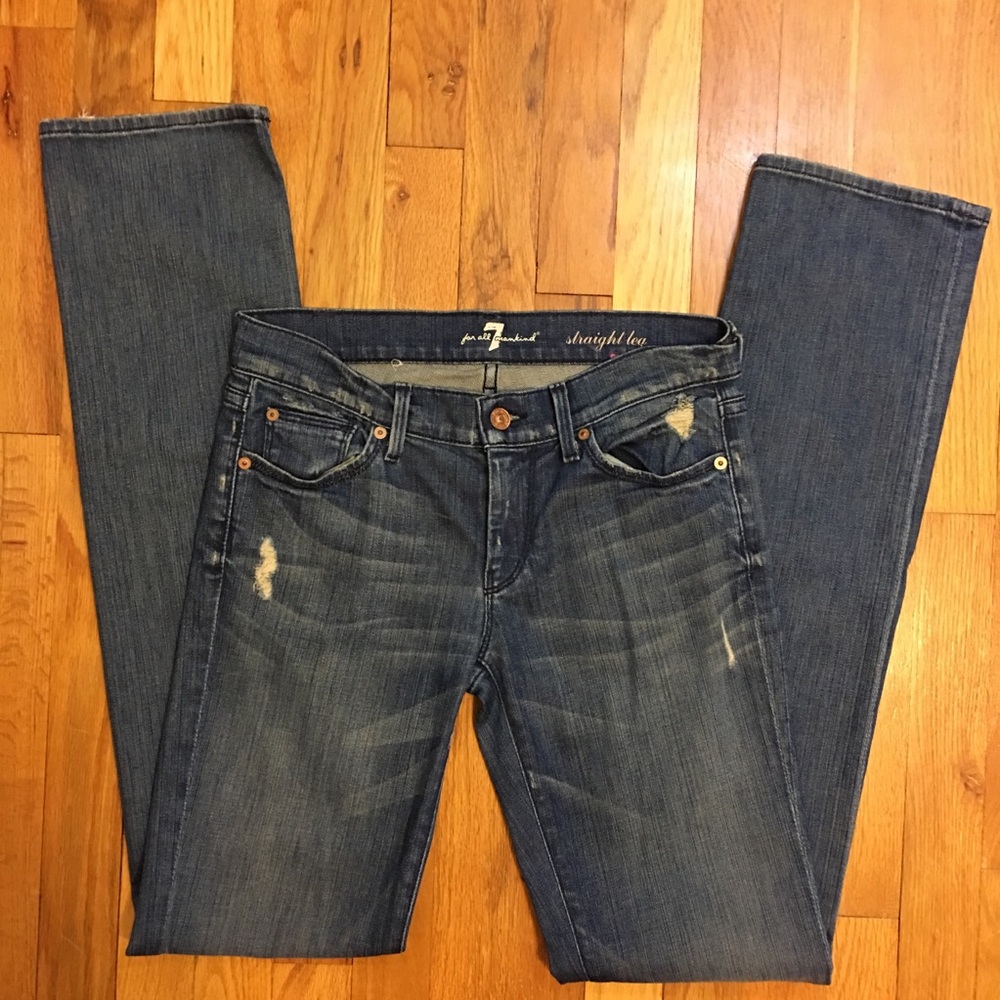 Denim Straight Leg with Rose Gold Sequins